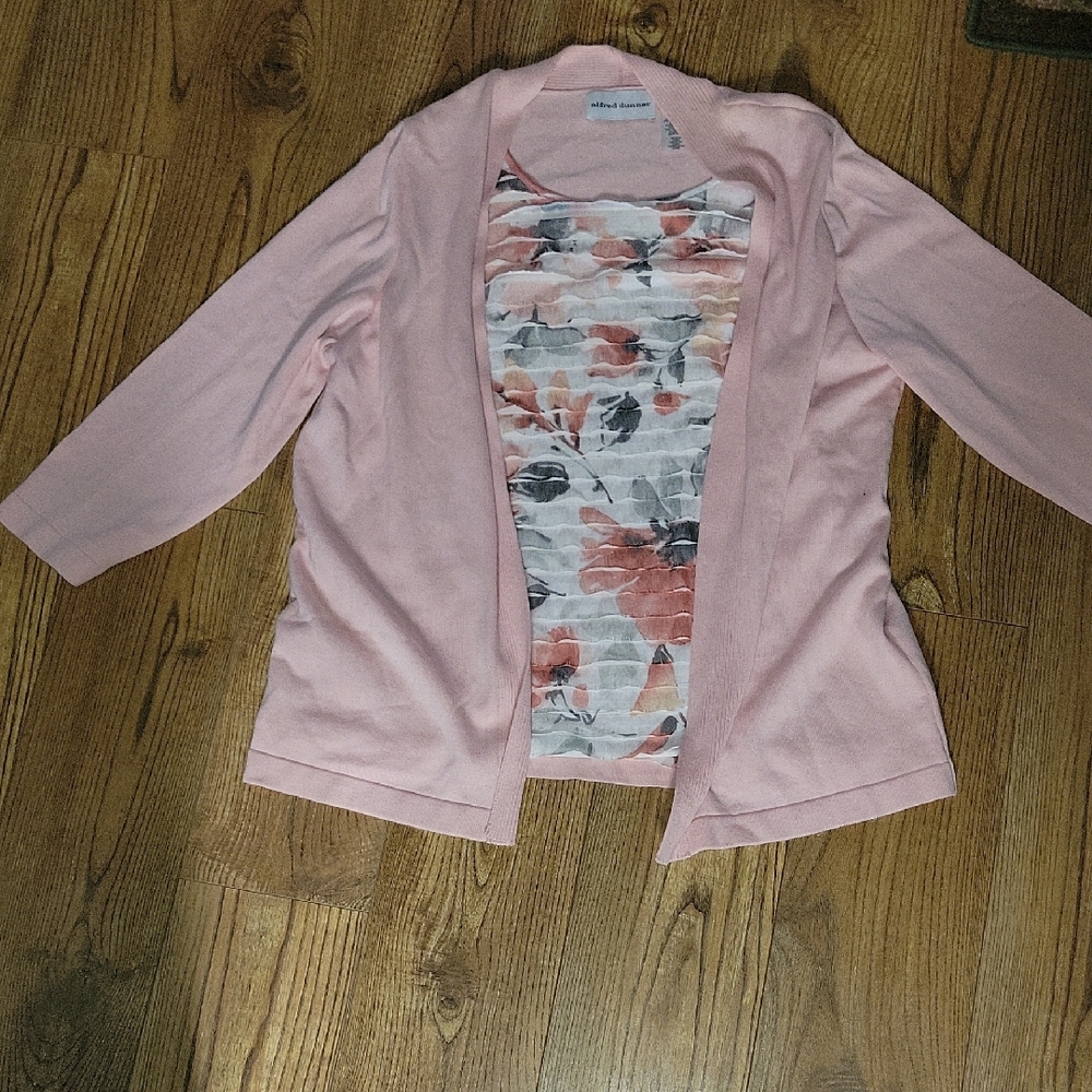 Alfred Dunner Pink Cardigan Style Built In TankTop - Picture 6 of 6
